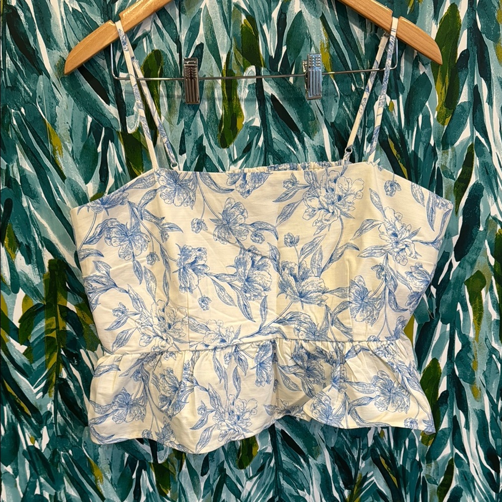 a new day Blue and White Floral Camisole